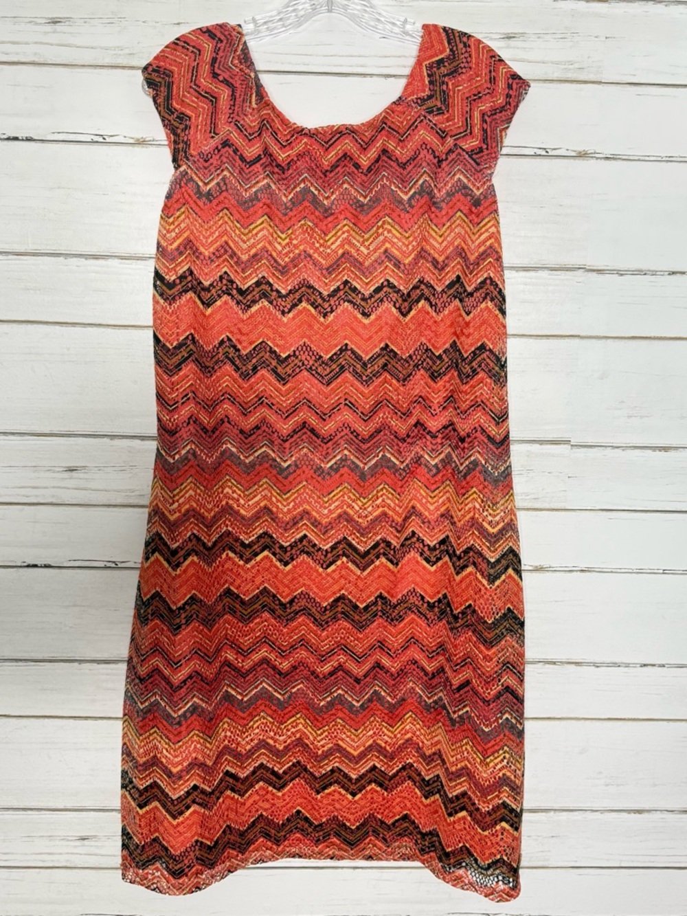 Avenue Plus Size 18/20 Coral Chevron Print Sleeveless Shift Dress Boho Summer